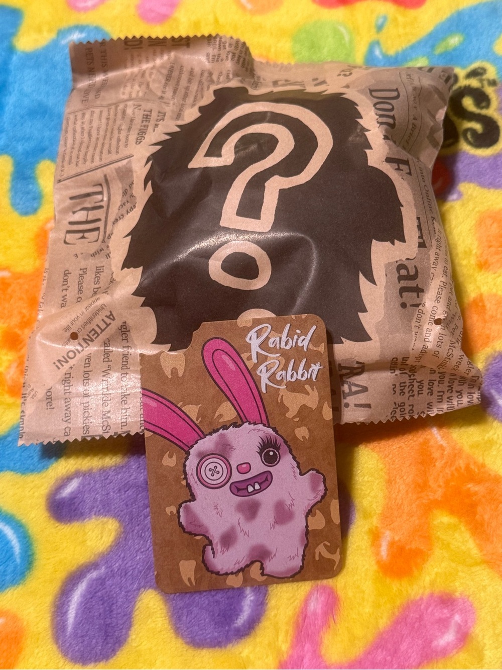 Bnwt fuggler baby baddies plush keychain-rabid rabbit